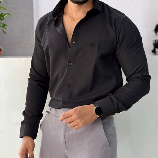 Self Design Party Wear Cord Shirt