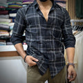 Self Texture Black Check Shirt
