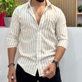 Premium Stripe Cotton Shirt - Beige