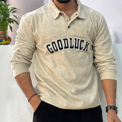 Goodluck full sleeve Tshirt Beige