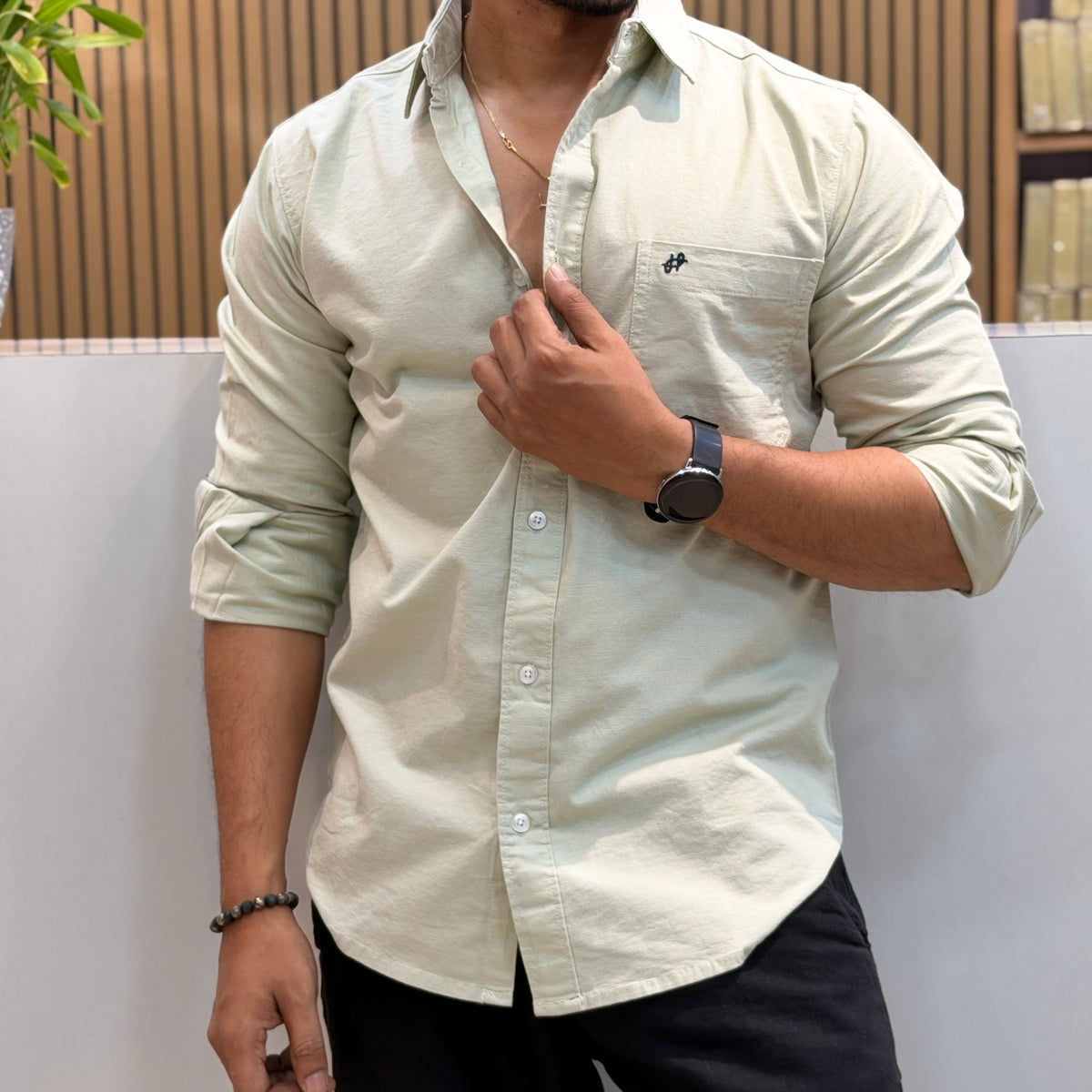 Cotton Casual Shirt - Sage Green