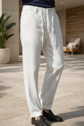 Linen Blend Cotton Pant White