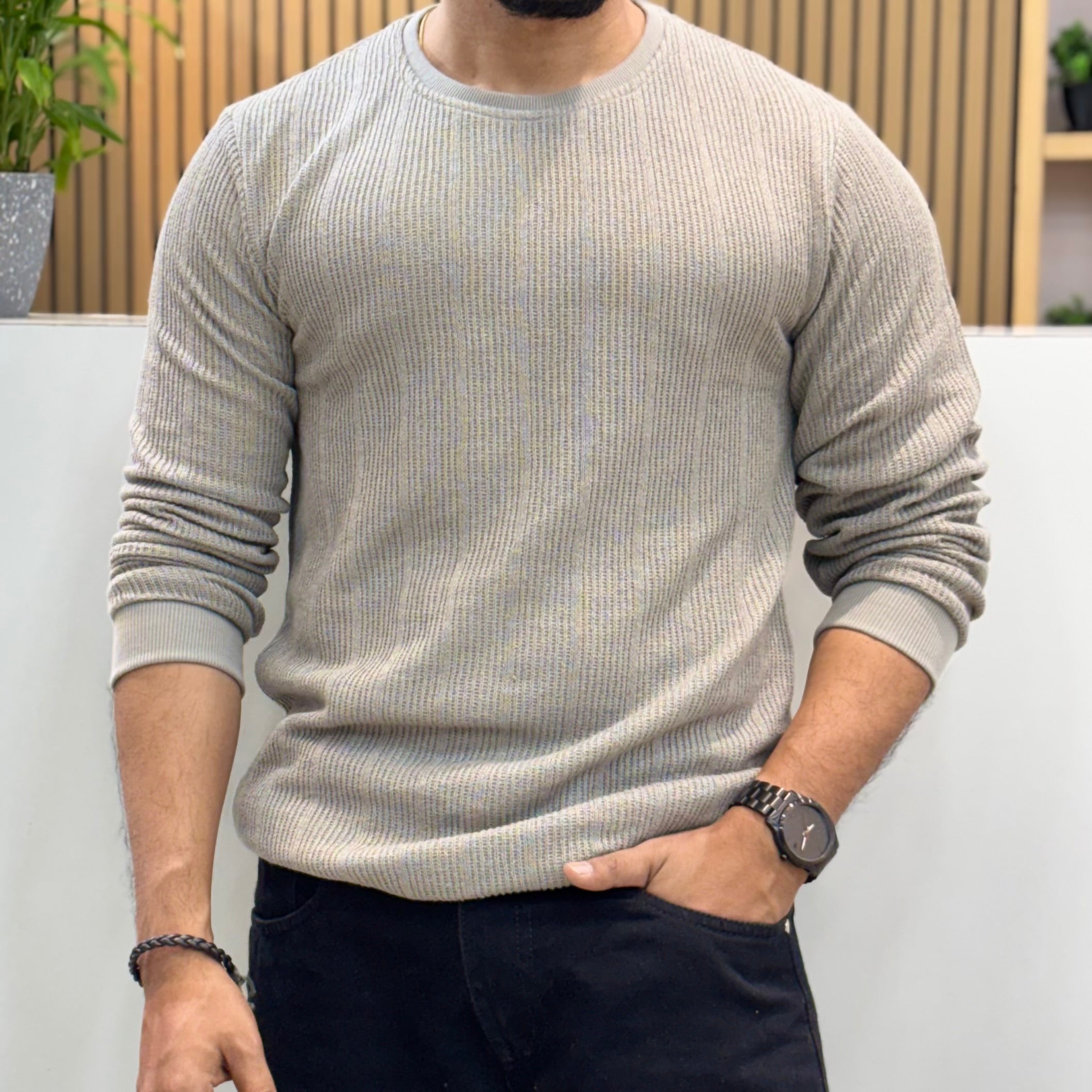 Premium Knit Crew Neck Tshirt - Grey