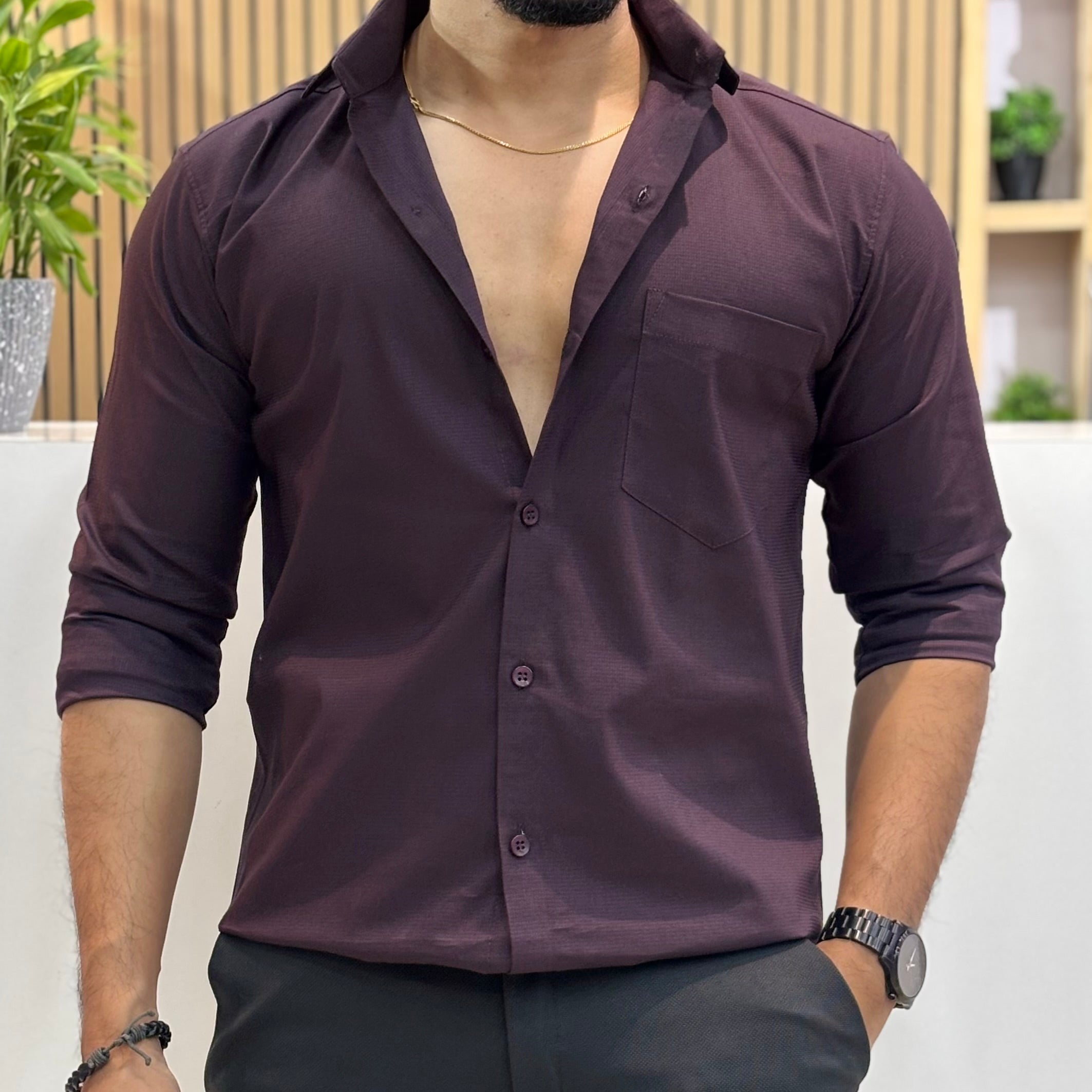Premium Men’s Solid Shirt Dark Purple