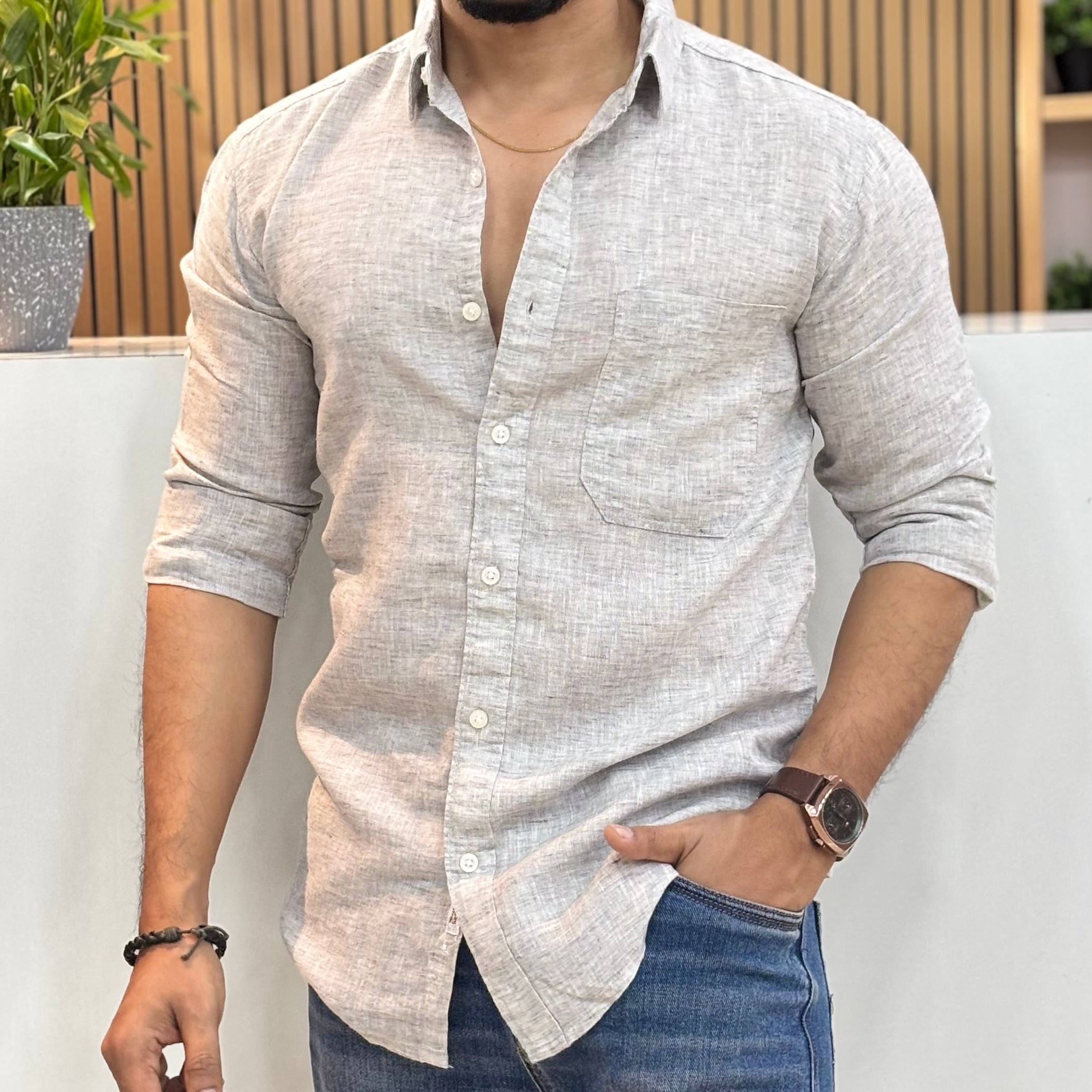 Classic Linen Shirt Grey