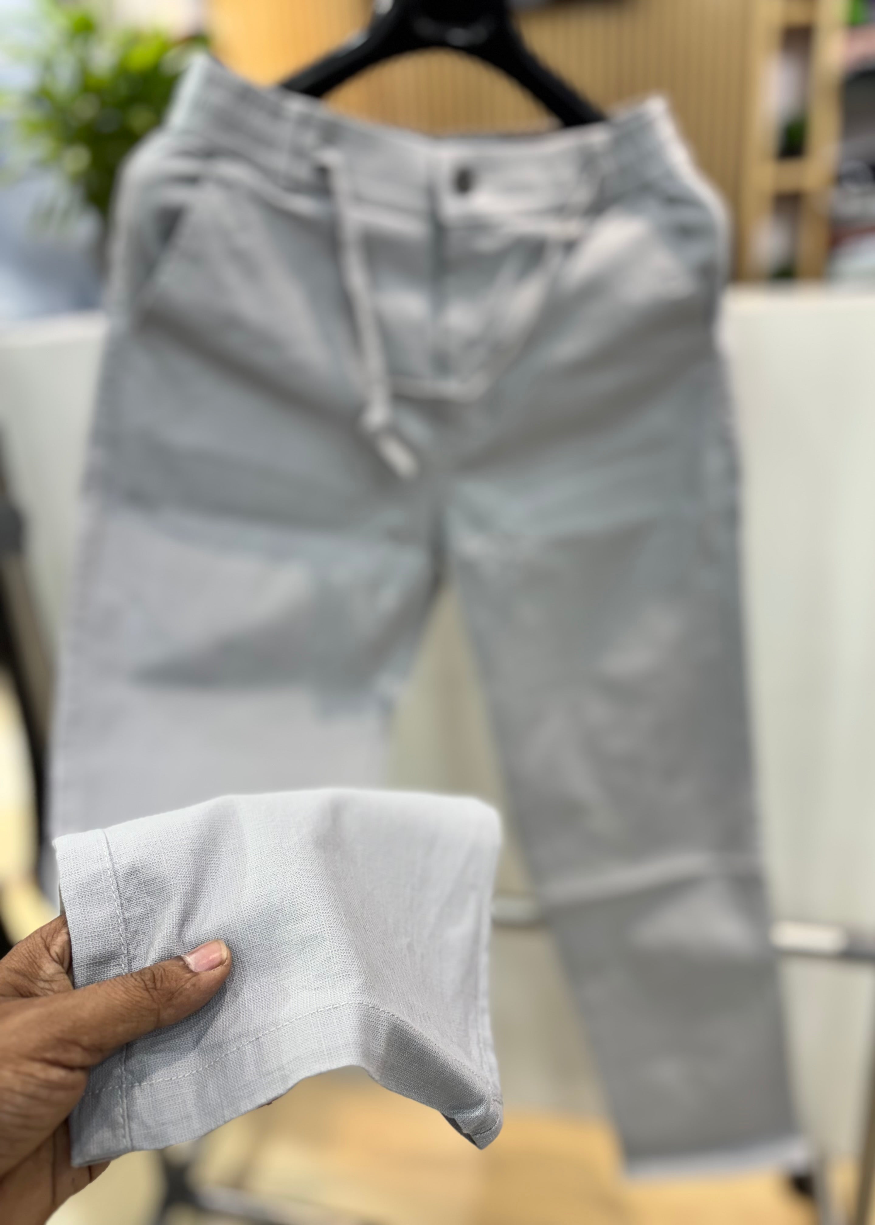 Linen Blend Cotton Pant Grey