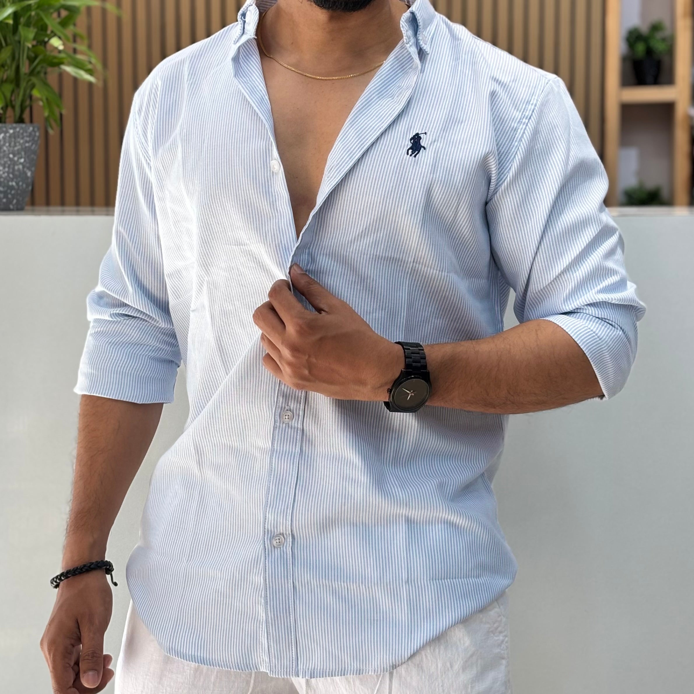 Sky Blue Striped Shirt