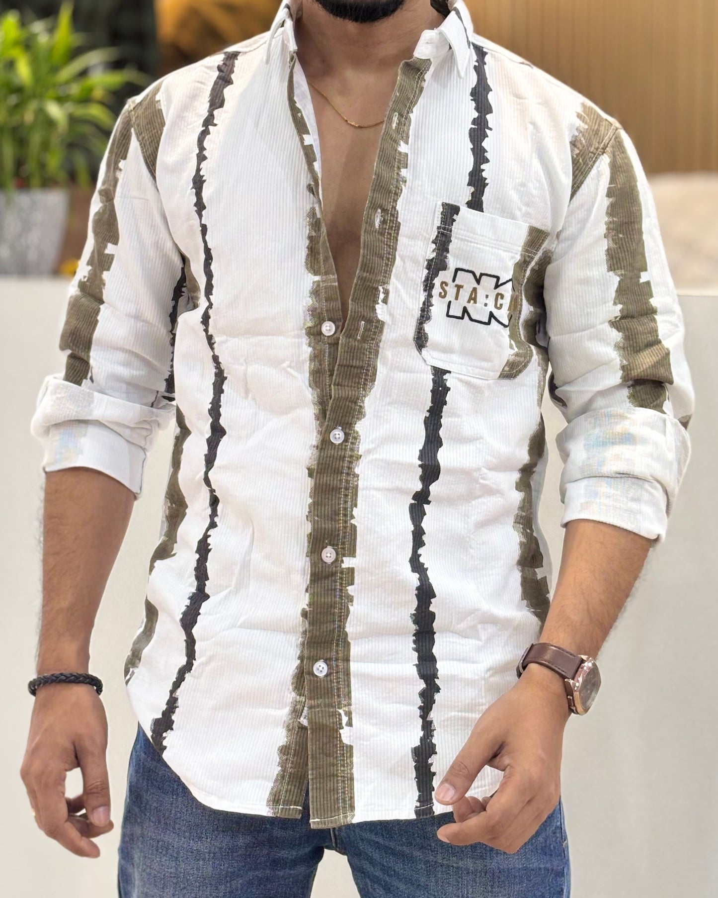 RFD Cord Strips Shirt Mehndi