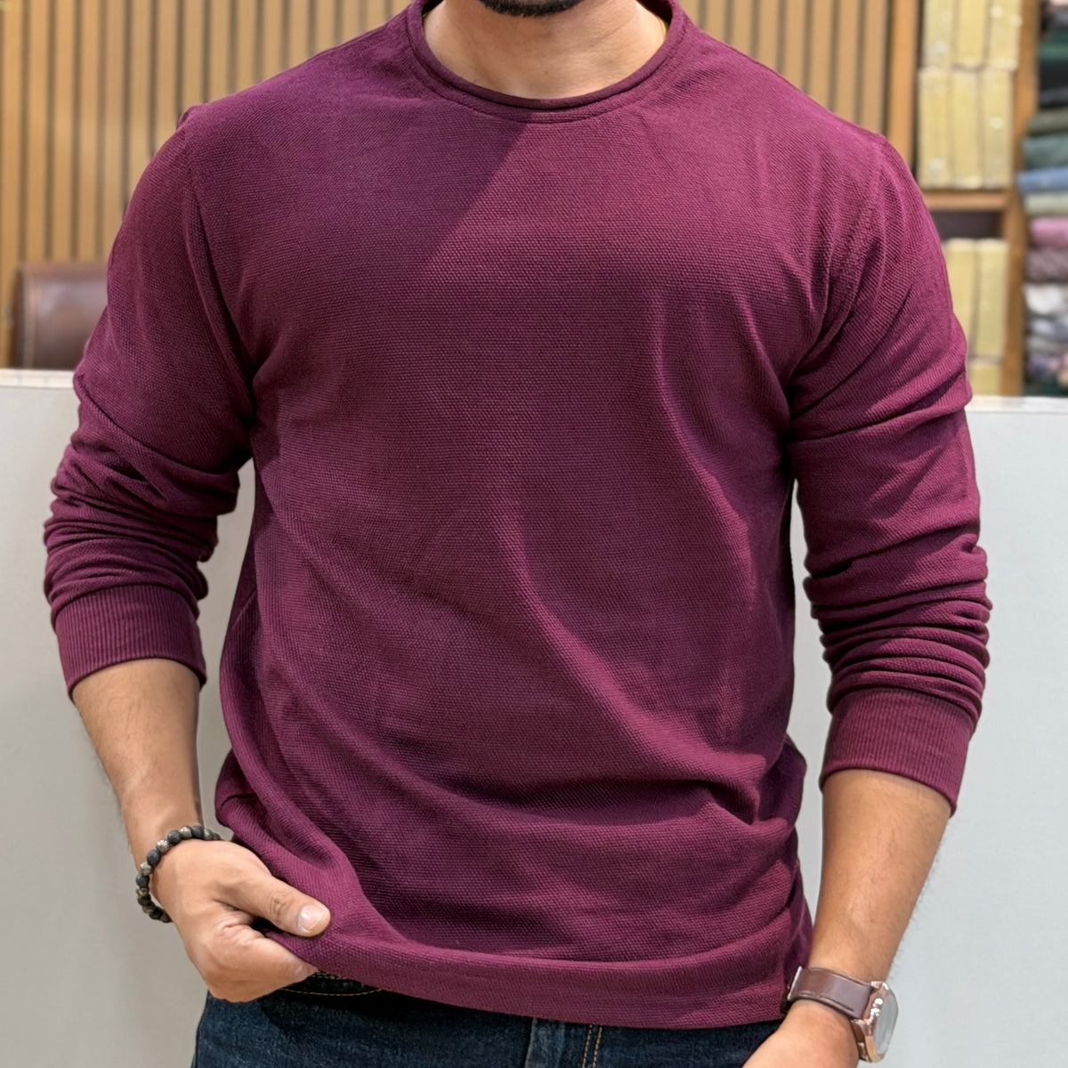 Crew Neck Full Sleeve T-Shirt – Wine
