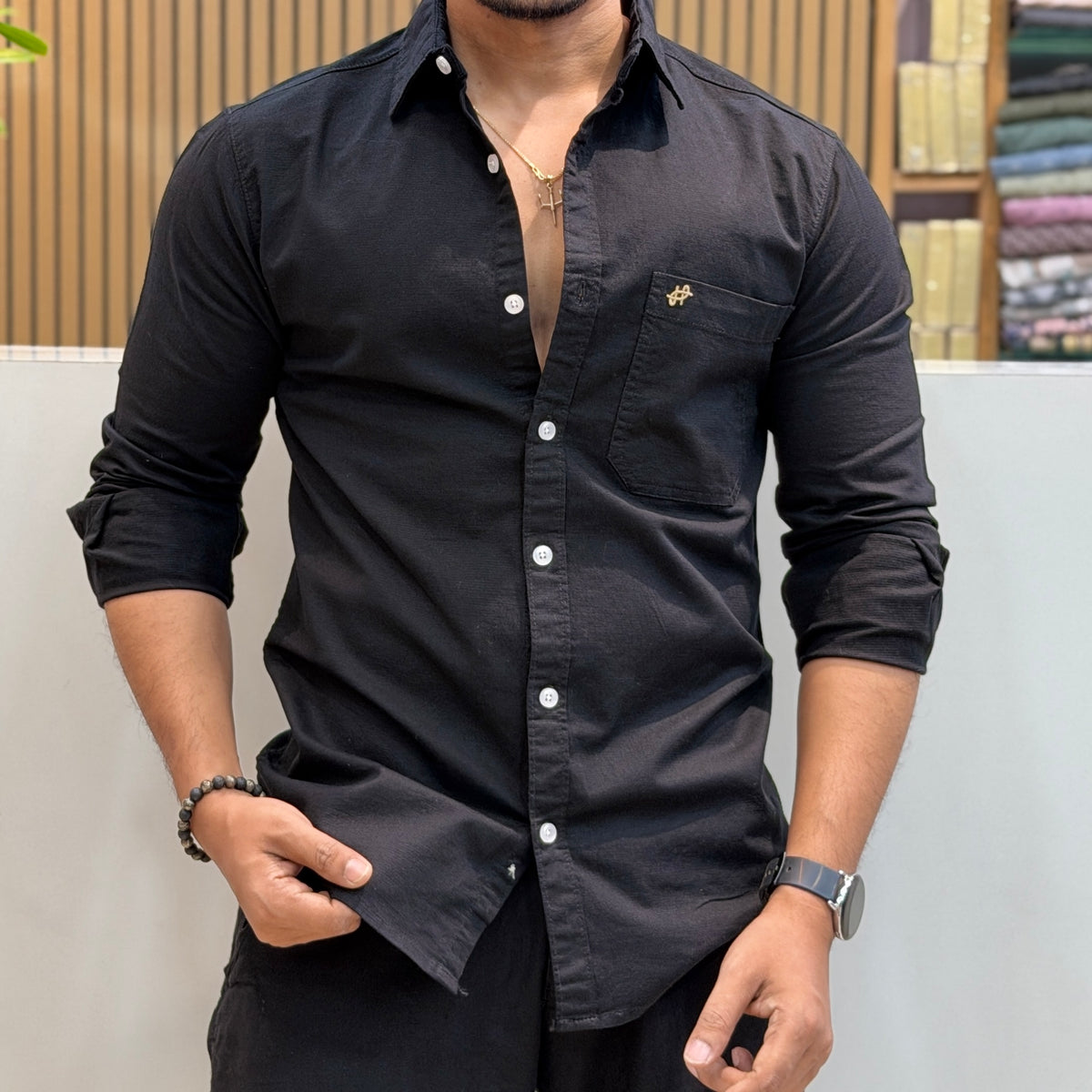 Cotton Casual Shirt - Black