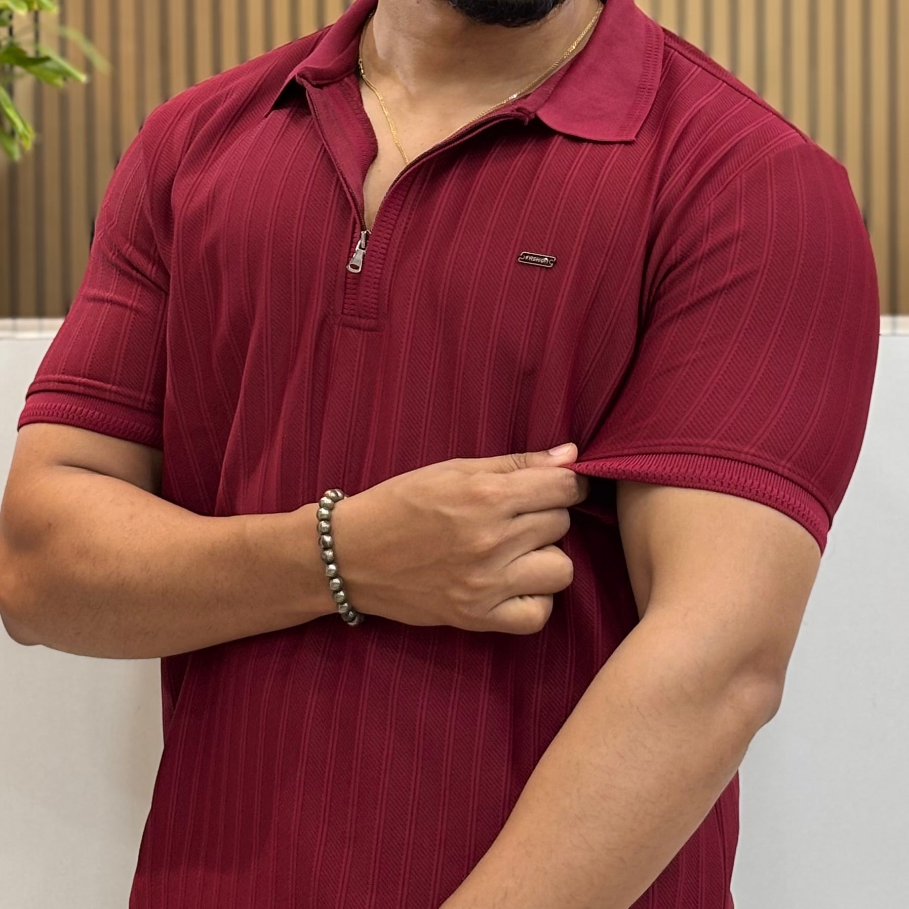 Half Sleeve Zip Polo T-Shirt