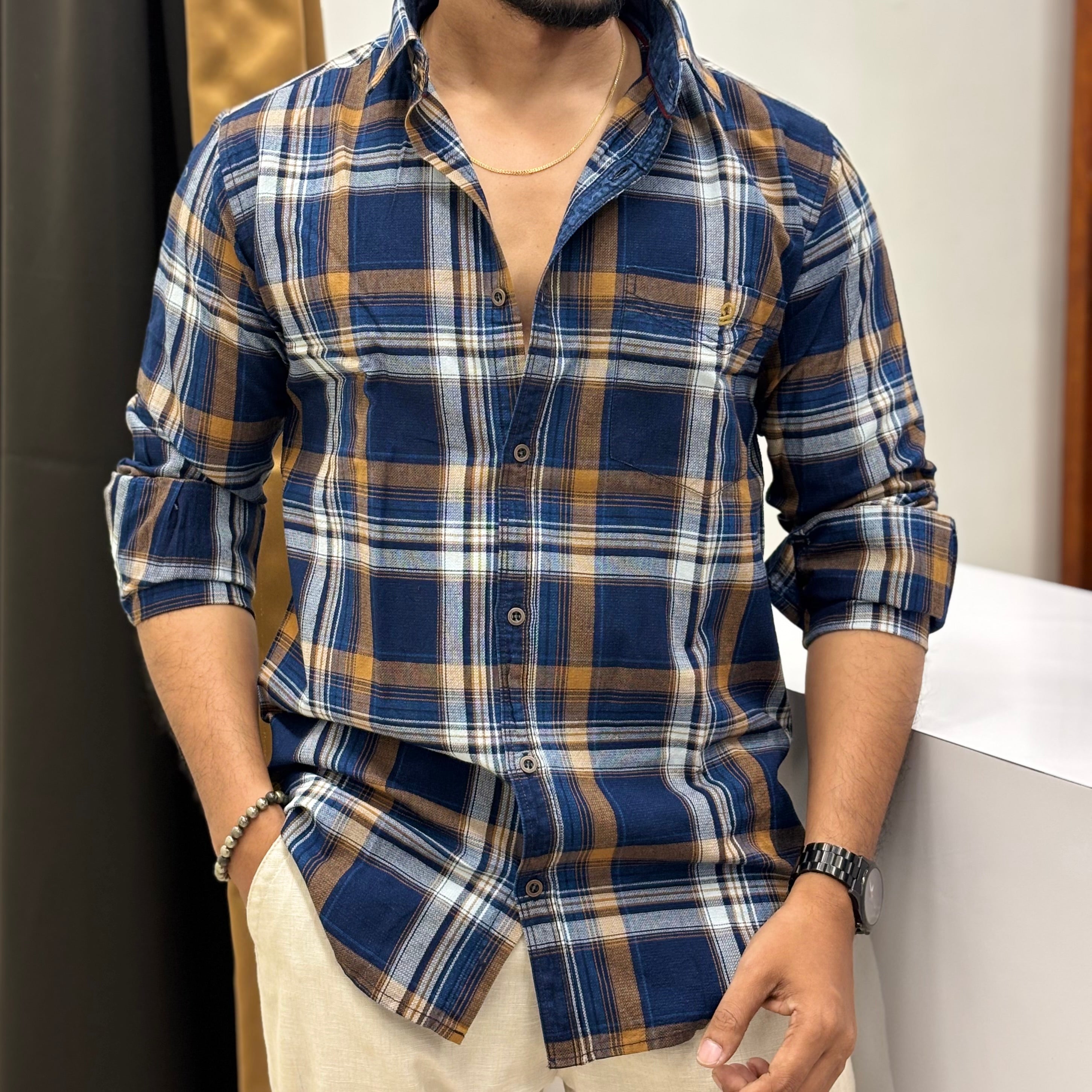 Premium Indigo Checks Shirt