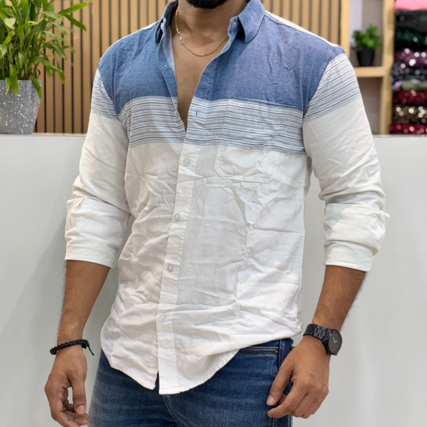 Slim Fit Striped Casual Shirt