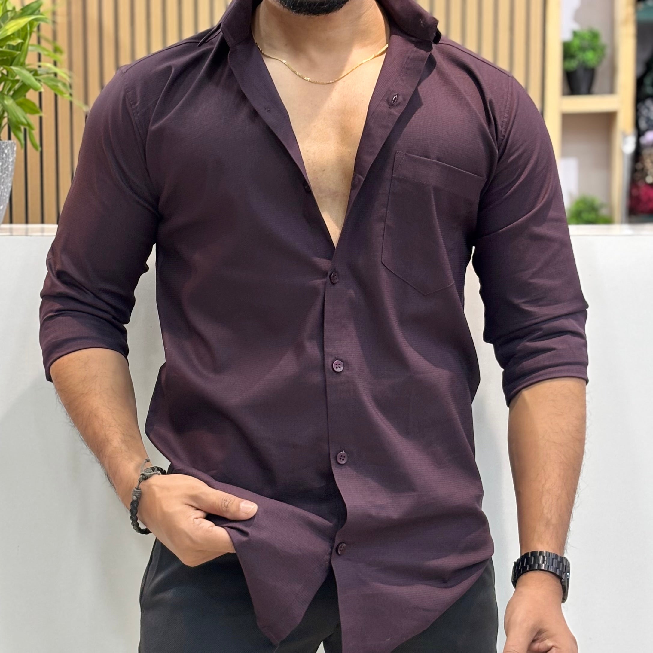 Premium Men’s Solid Shirt Dark Purple