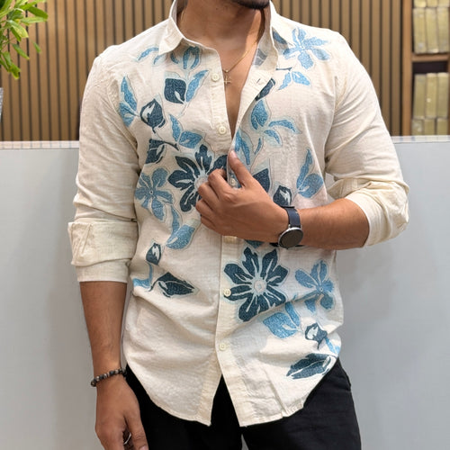 Abstract Floral Printed Casual Shirt