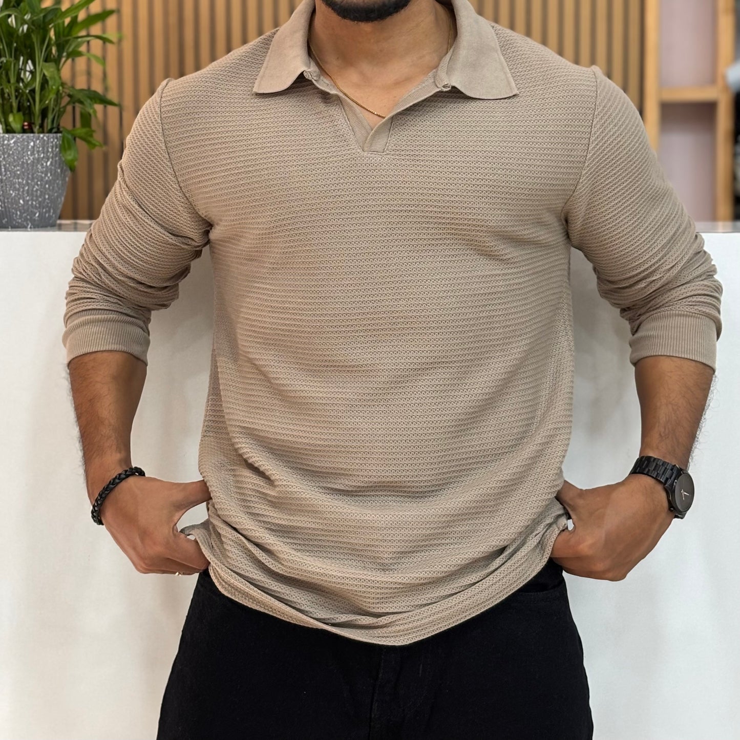 Full Sleeve Chestnut Polo T-Shirt