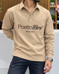 Embroidered Waffle Boxy Fit Polo - Beige