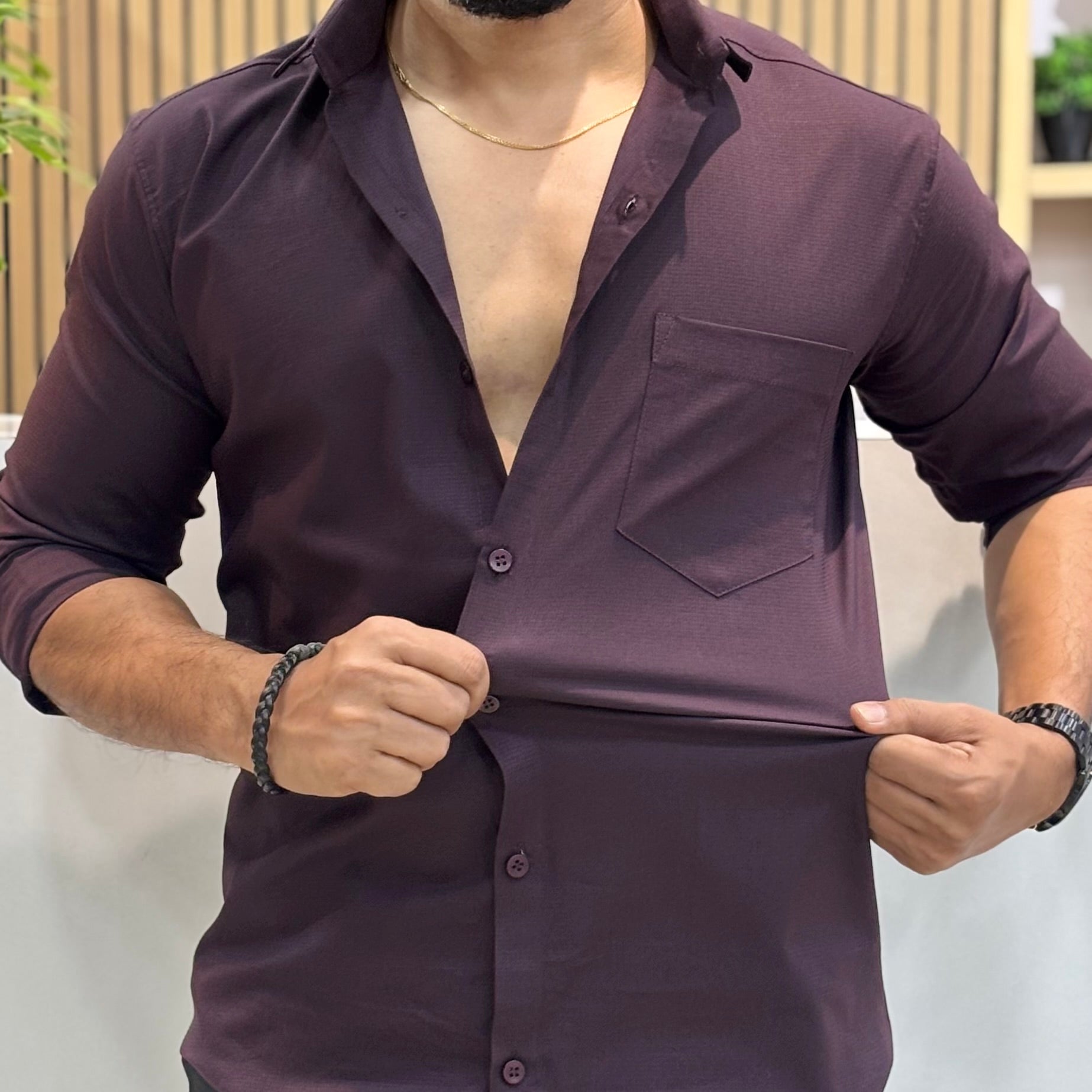 Premium Men’s Solid Shirt Dark Purple