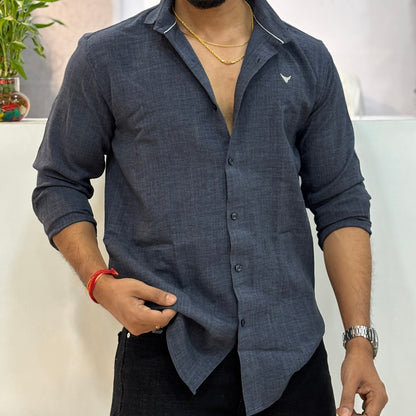Grey Linen Blend Shirt