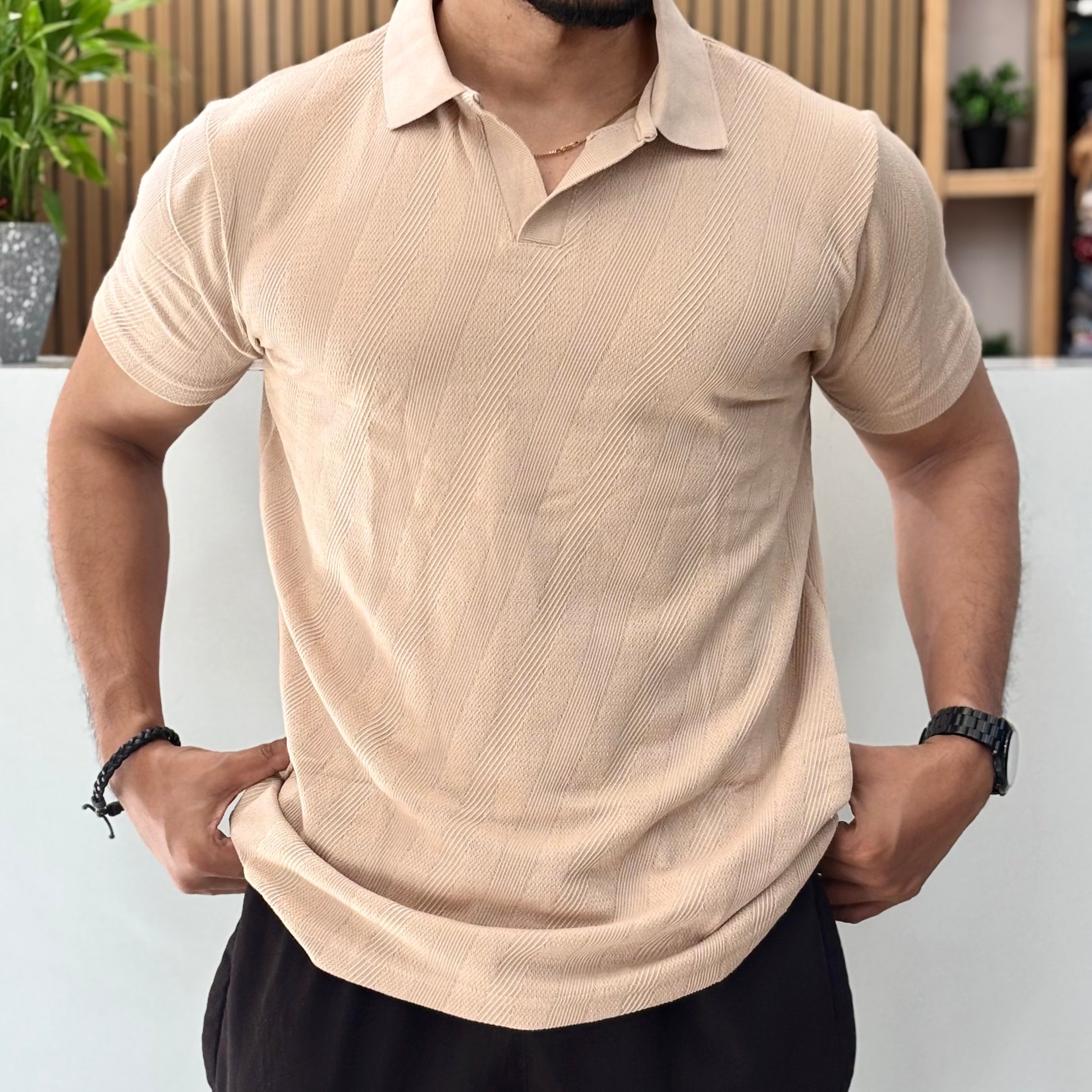 Beige Old Money Polo T-shirt