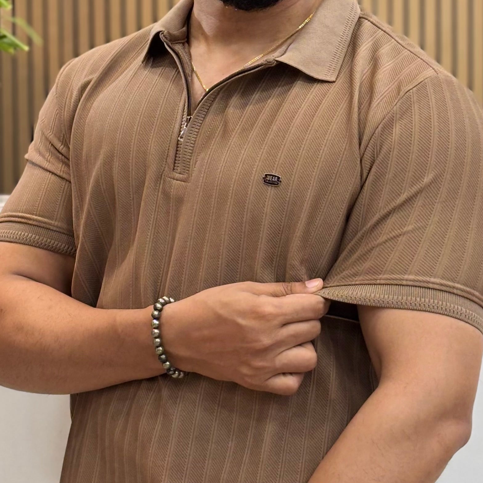 Half Sleeve Zip Polo T-Shirt