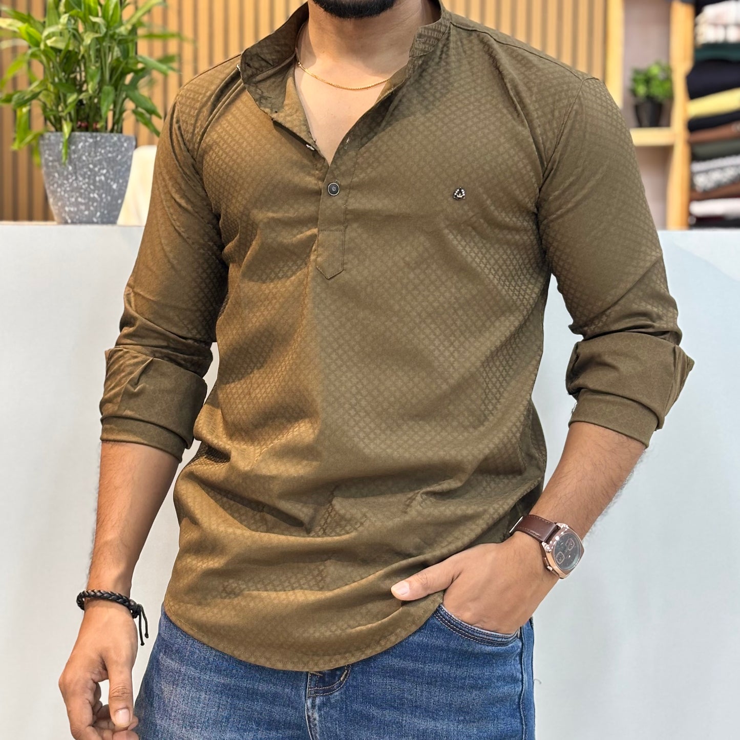 Mehndi Green IMP Short Kurta