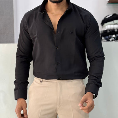 Self Design Party Wear Cord Shirt