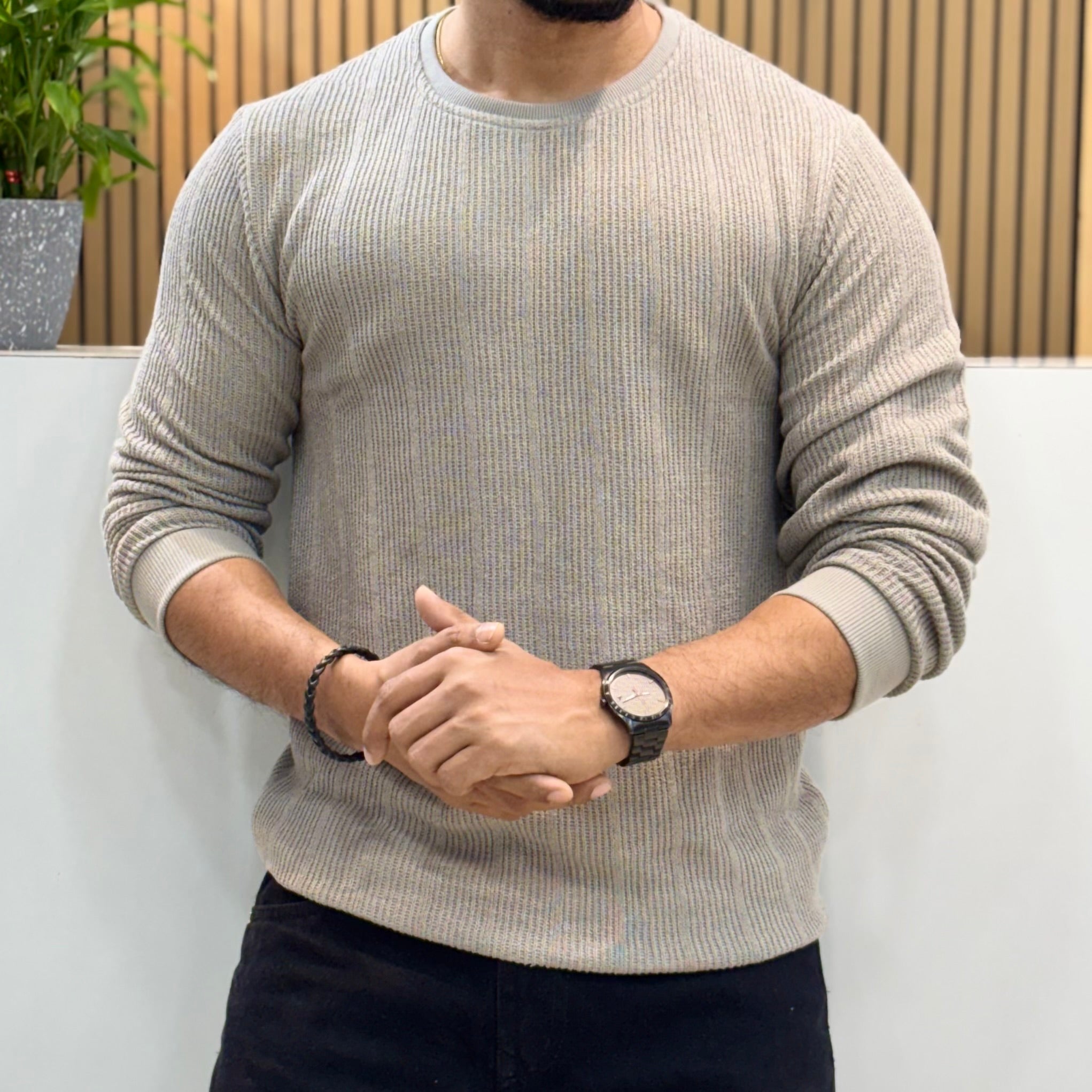 Premium Knit Crew Neck Tshirt - Grey
