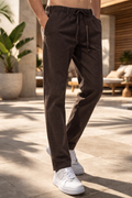 Linen Blend Cotton Pant Brown
