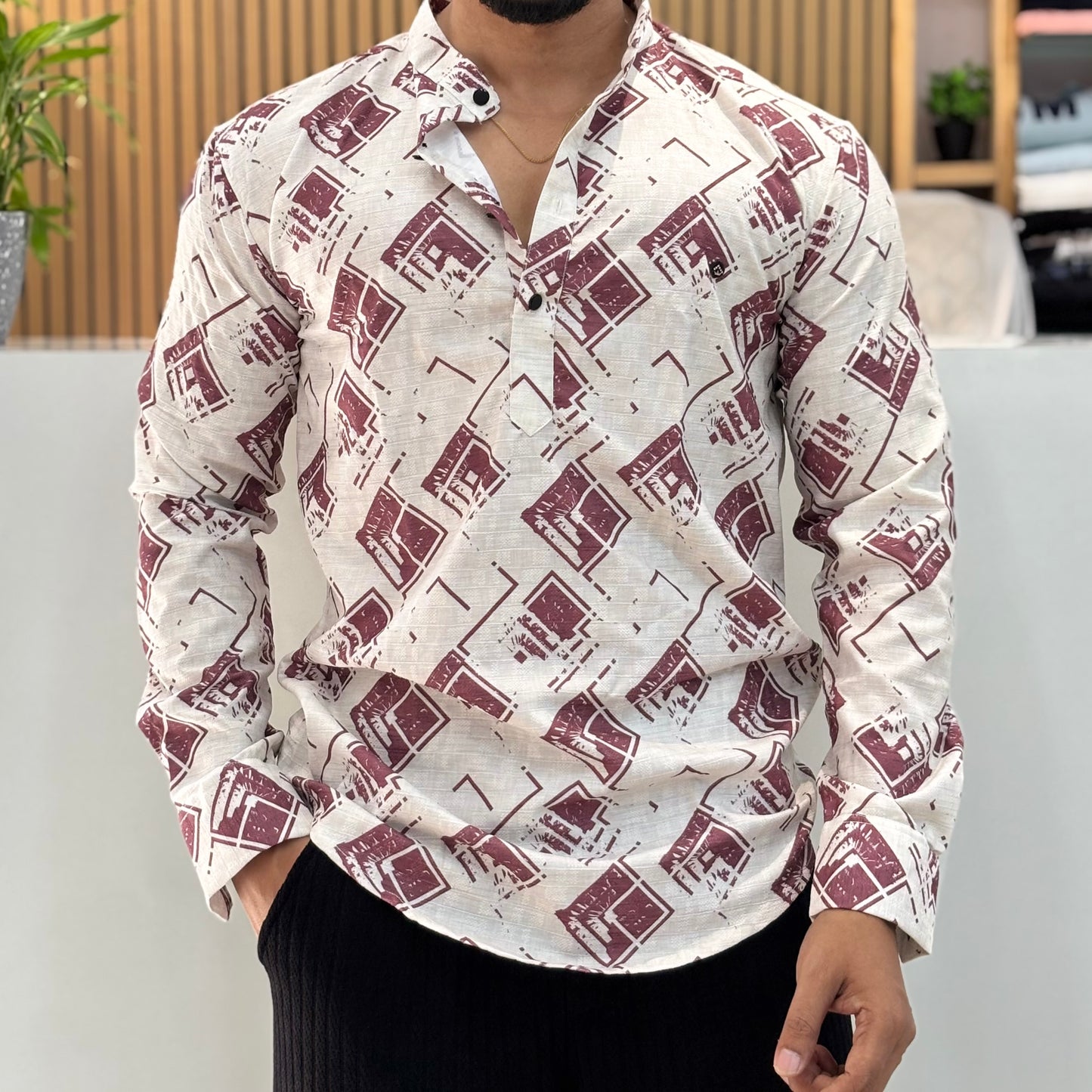 Digital Print Short Kurta Maroon