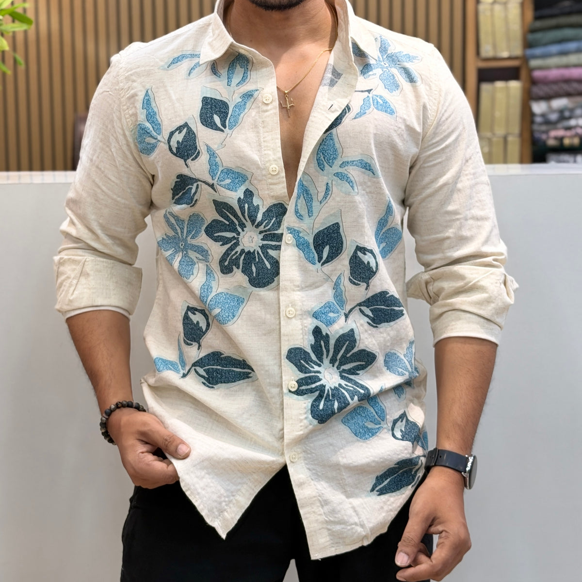 Abstract Floral Printed Casual Shirt