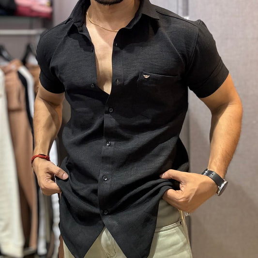 4Way Linen Shirt Black