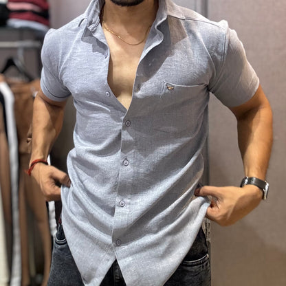 4Way Linen Shirt Grey