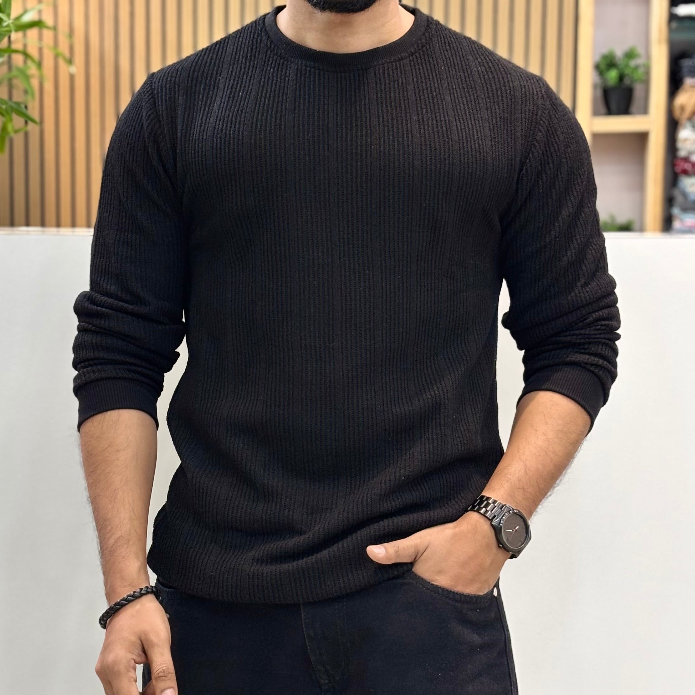 Premium Knit Crew Neck Tshirt - Black