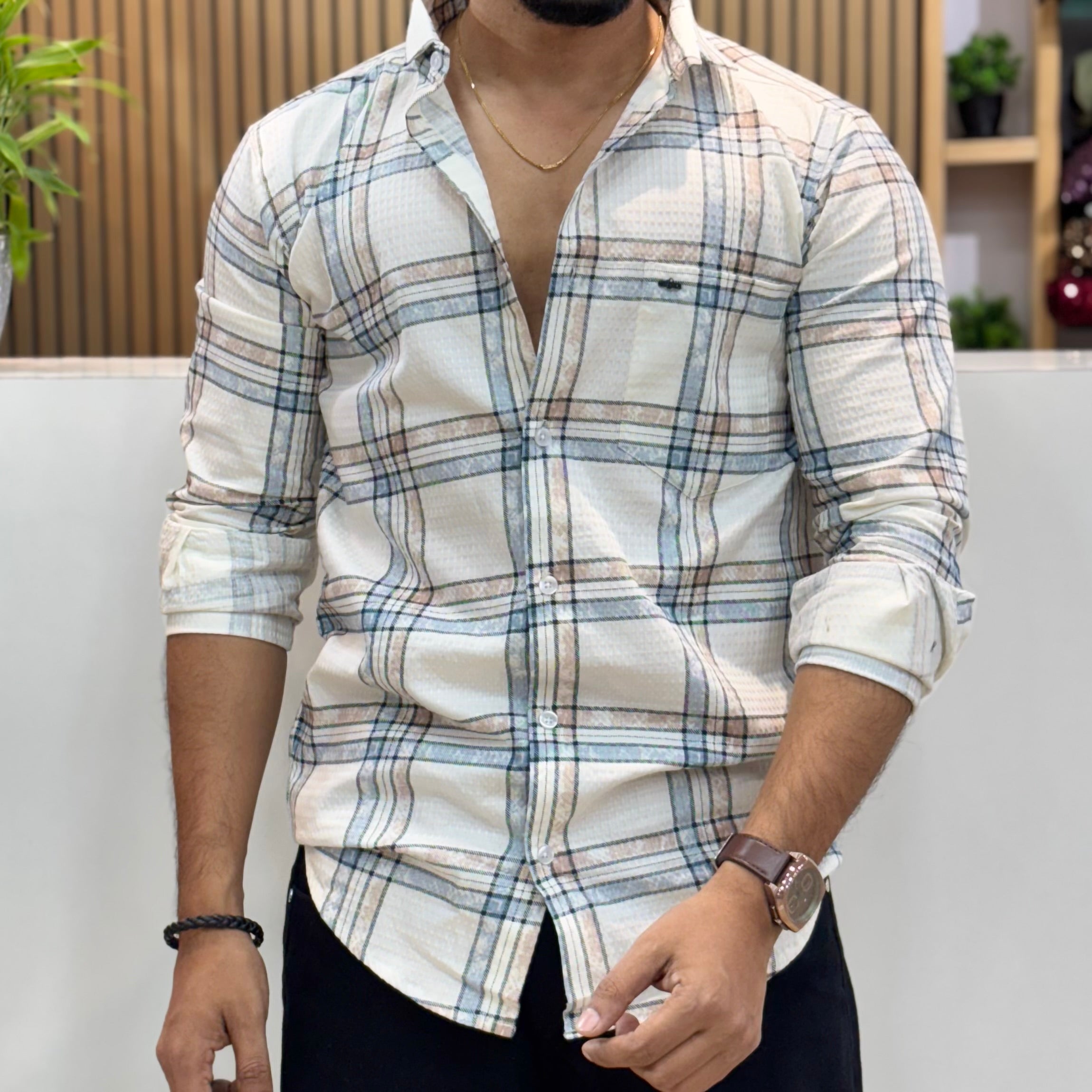 Premium Check Shirt white