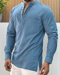 Men’s Mandarin Collar Textured Short Kurta
