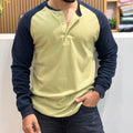 Raglan Ribbed Henley T-Shirt - Lemon