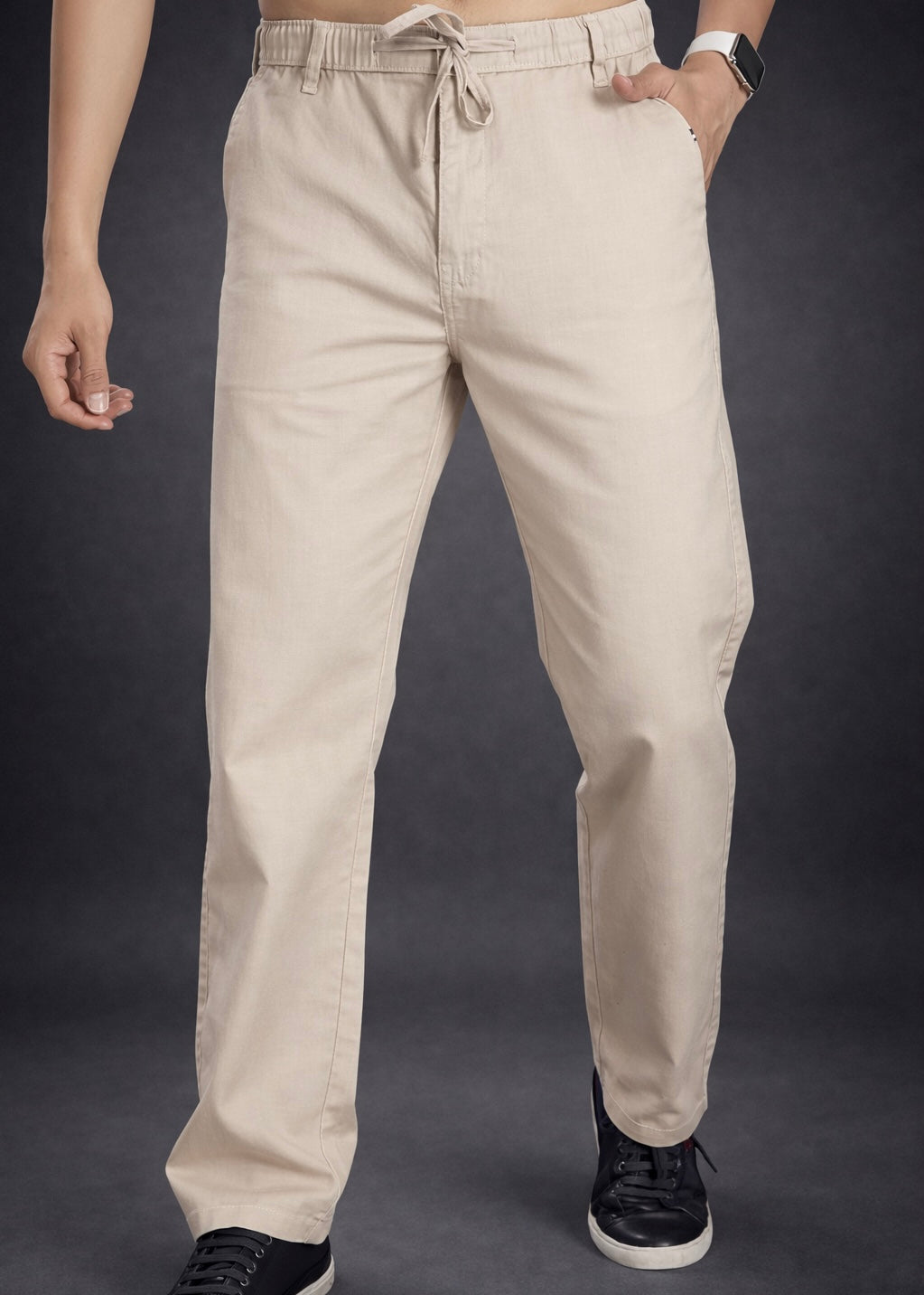 Linen Blend Cotton Pant Beige