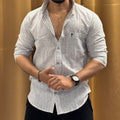 Premium Pure Linen Vertical Stripe Shirt for Men