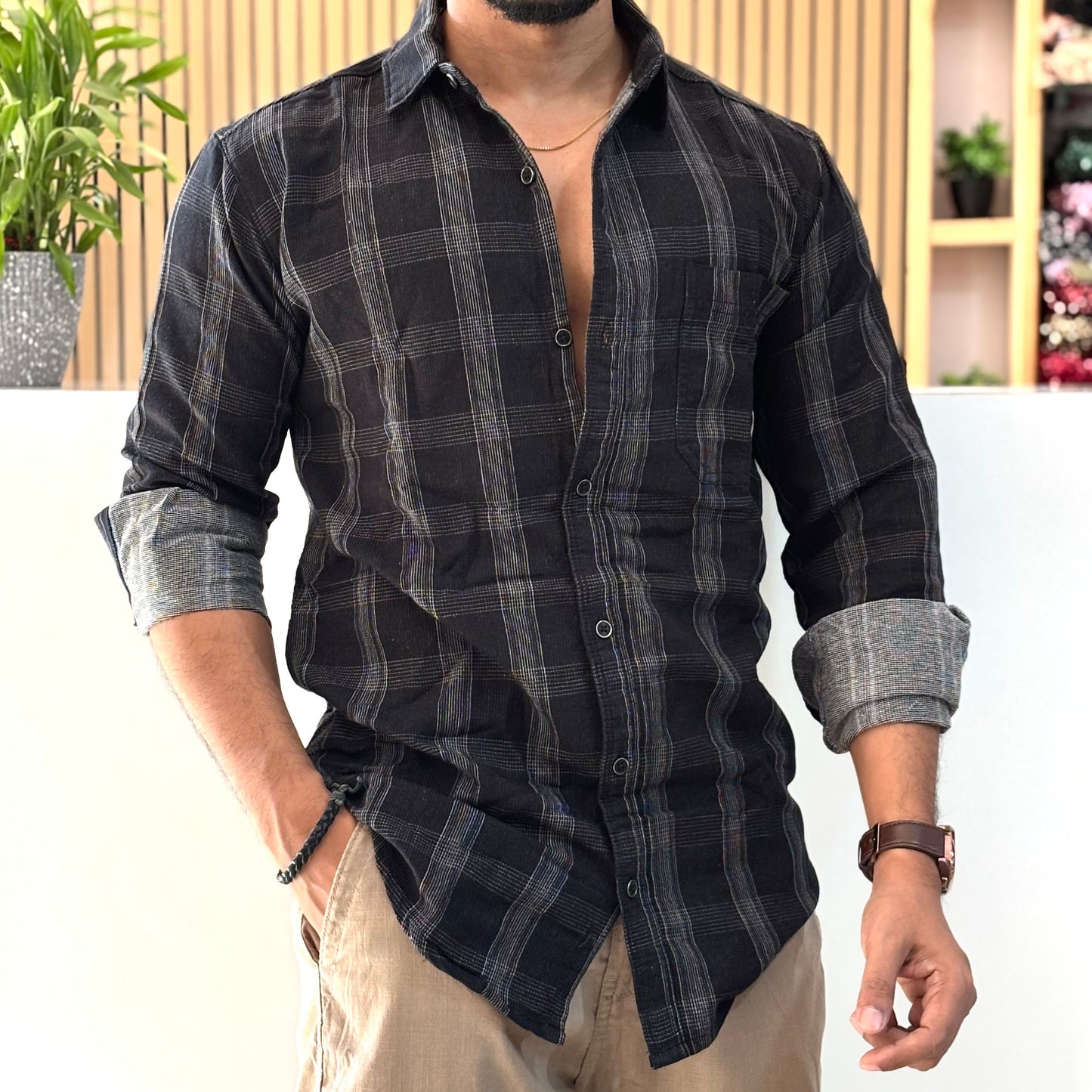 Premium Check Shirt Black