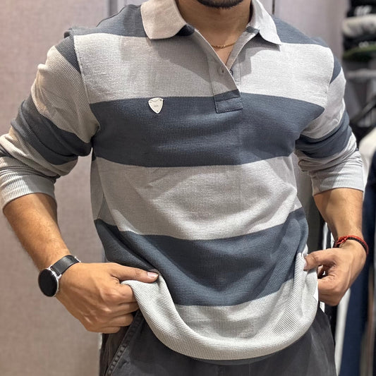 Grey Full Sleeve Collar T-shirt