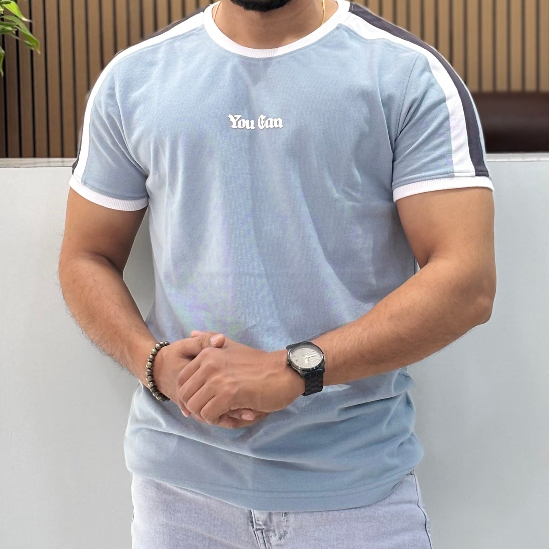 Contrast Sleeve T-Shirt Ice Blue