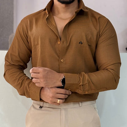 Self Design Party Wear Cord Shirt