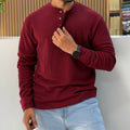 Henley Neck Regular Fit Pure Cotton T-shirt - Wine