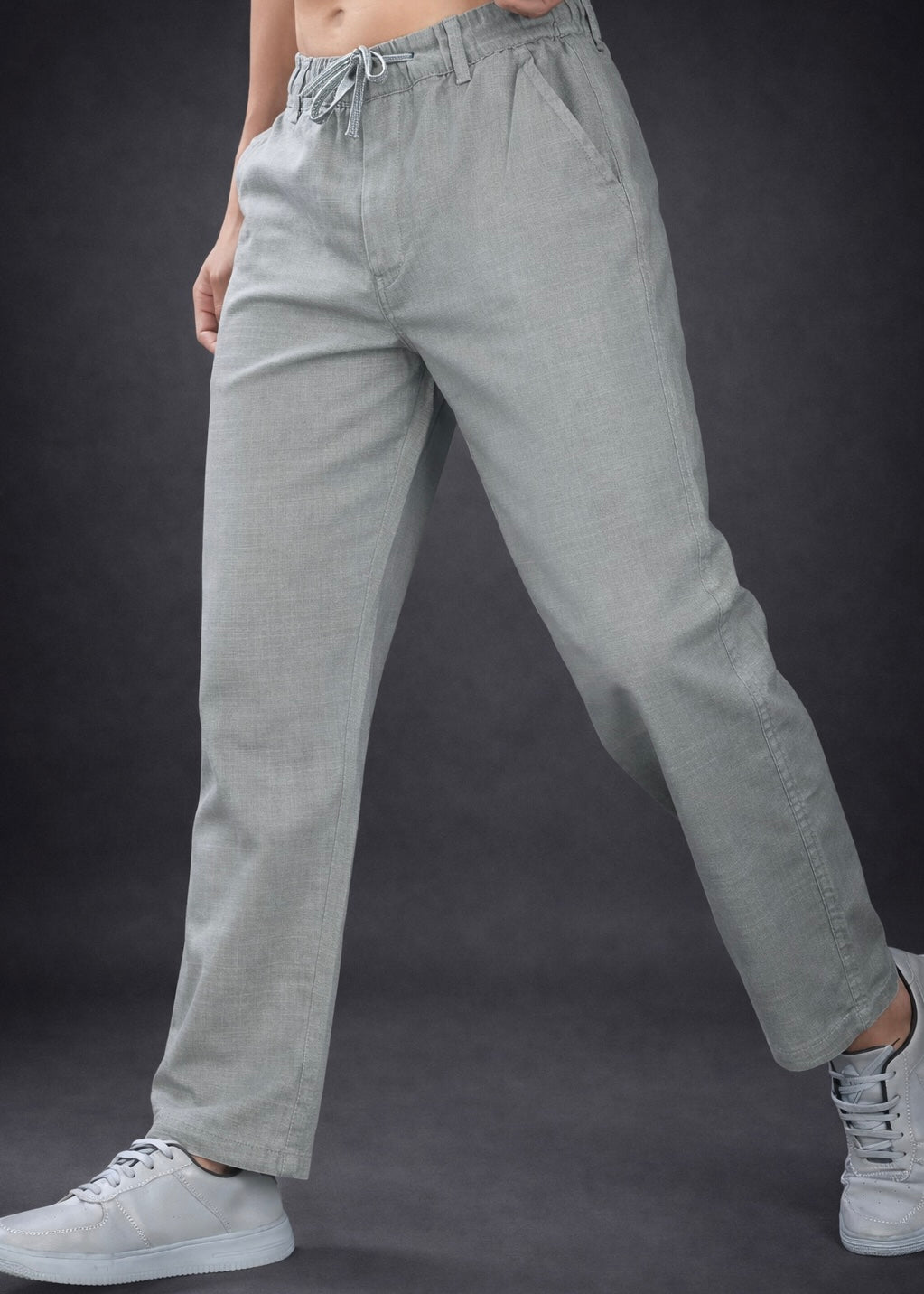 Linen Blend Cotton Pant Grey