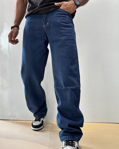 Men's Dark Blue Loose Fit Jeans