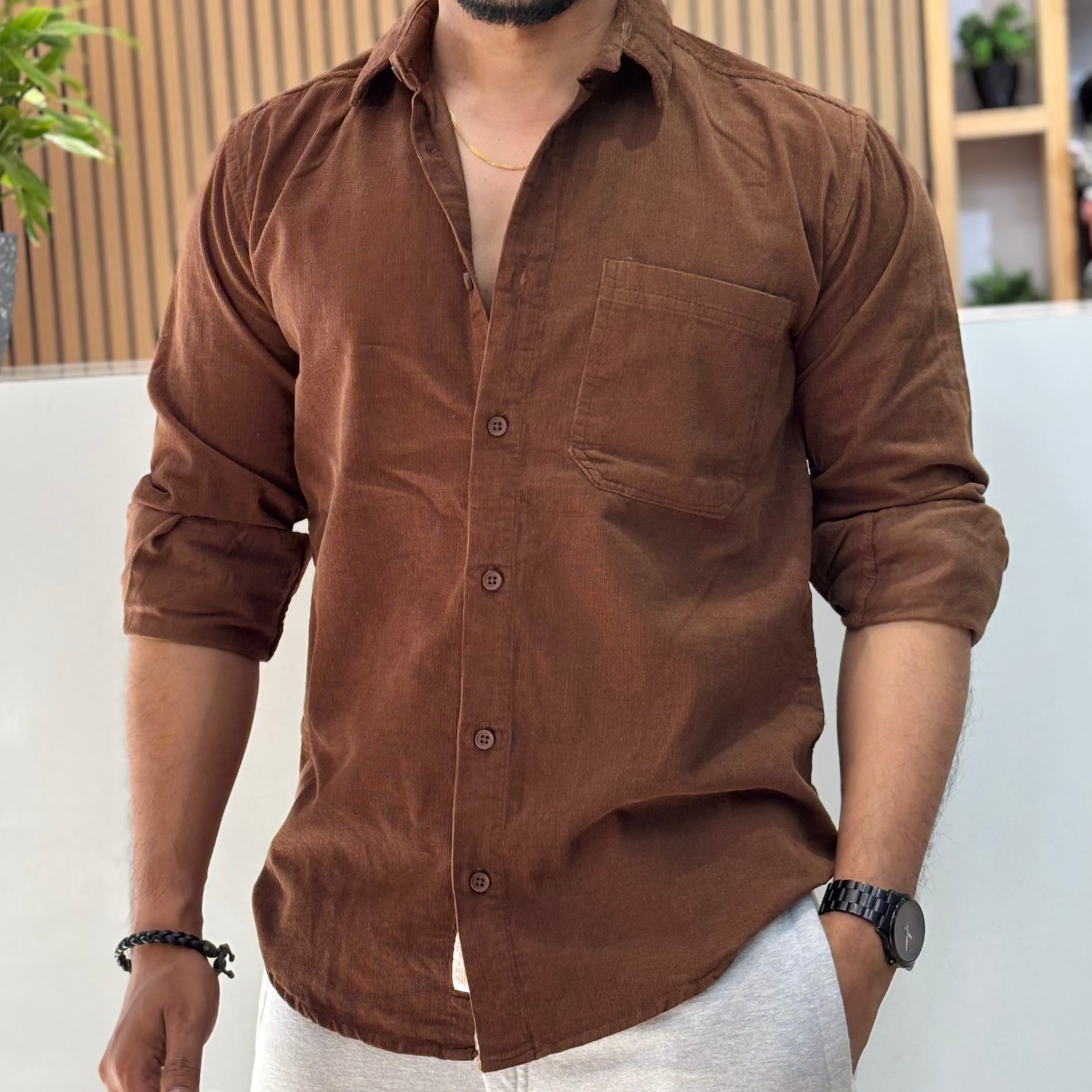 Corduroy Shirt Rust Brown