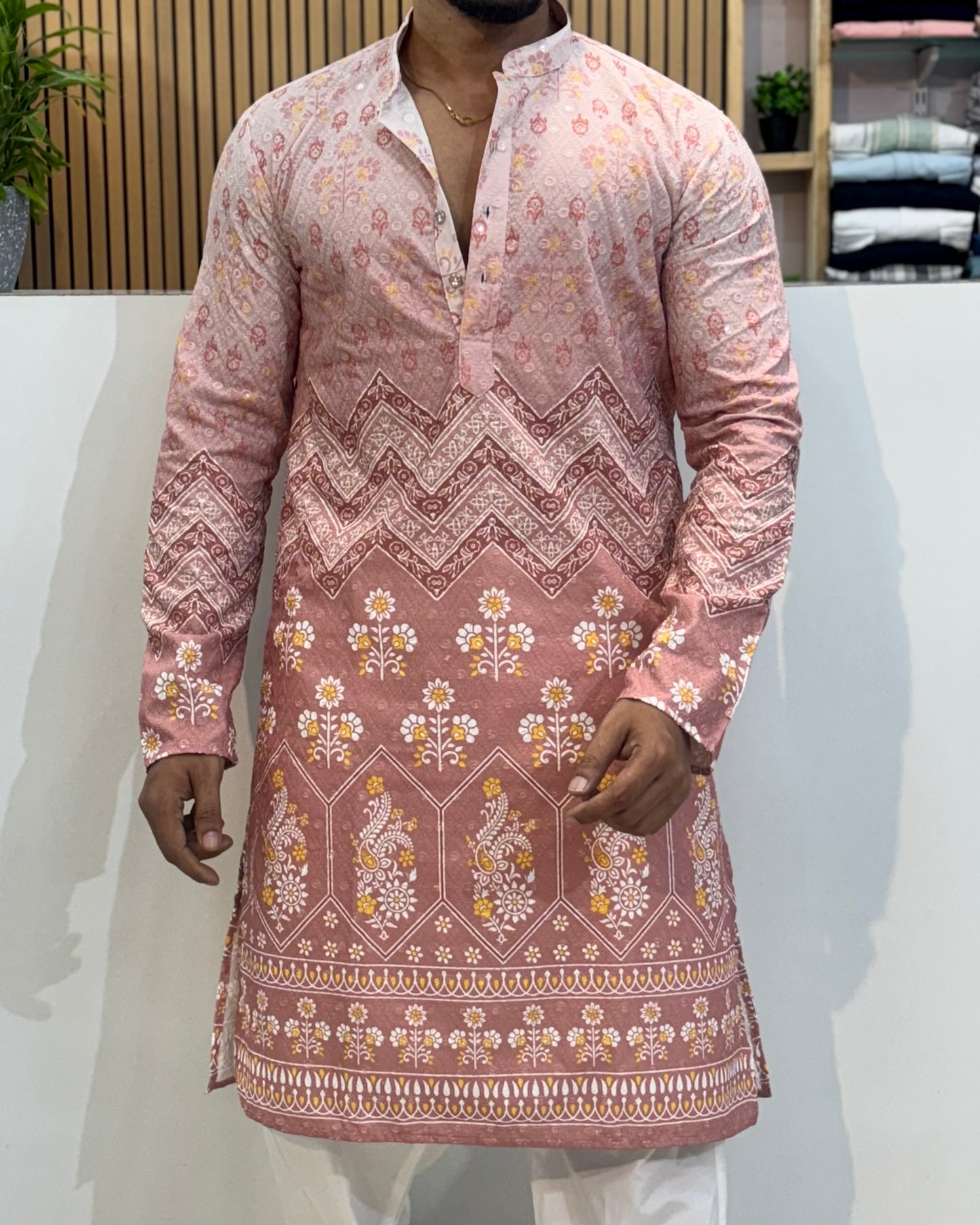 Cotton Kurta With Crochet & Digital Print