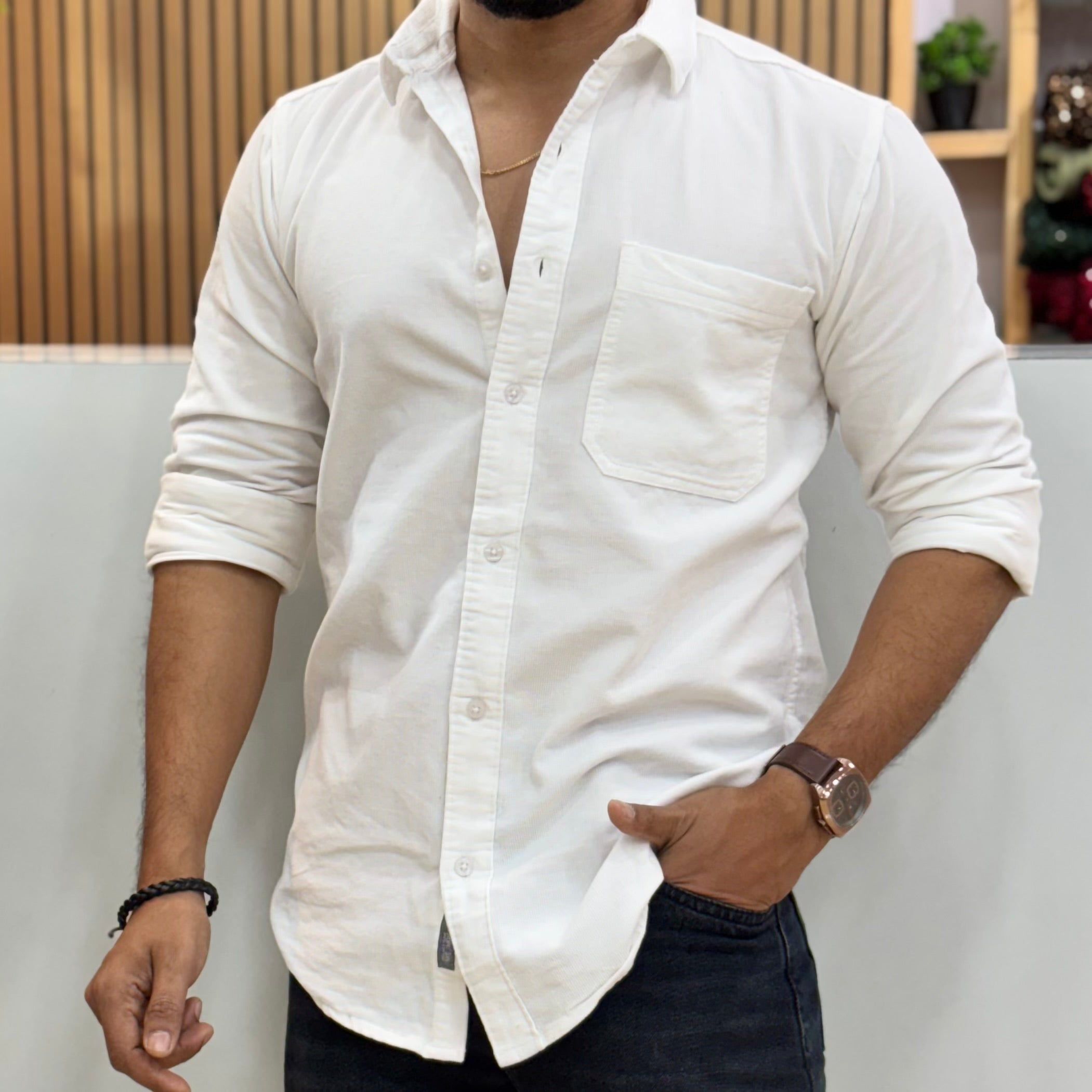 Corduroy Shirt White