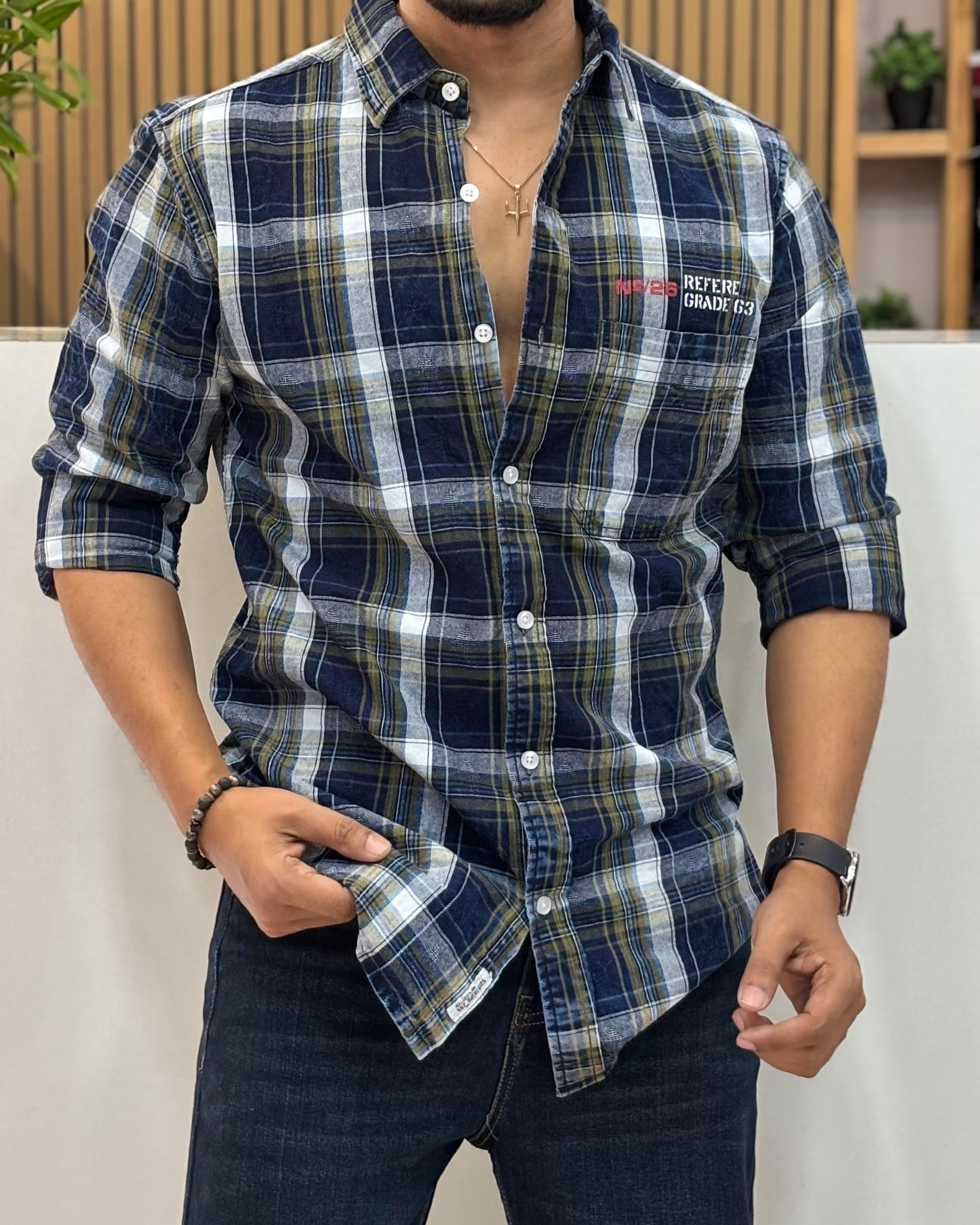 Indigo Olive Check Shirt